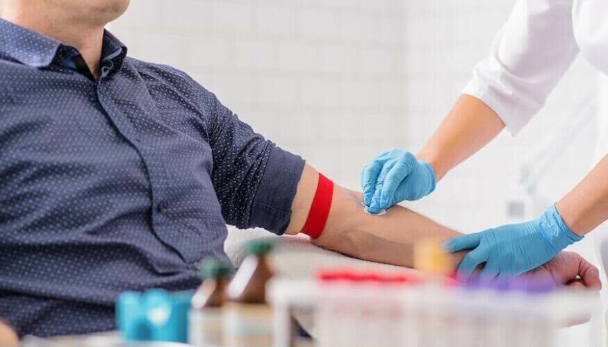 Male giving blood